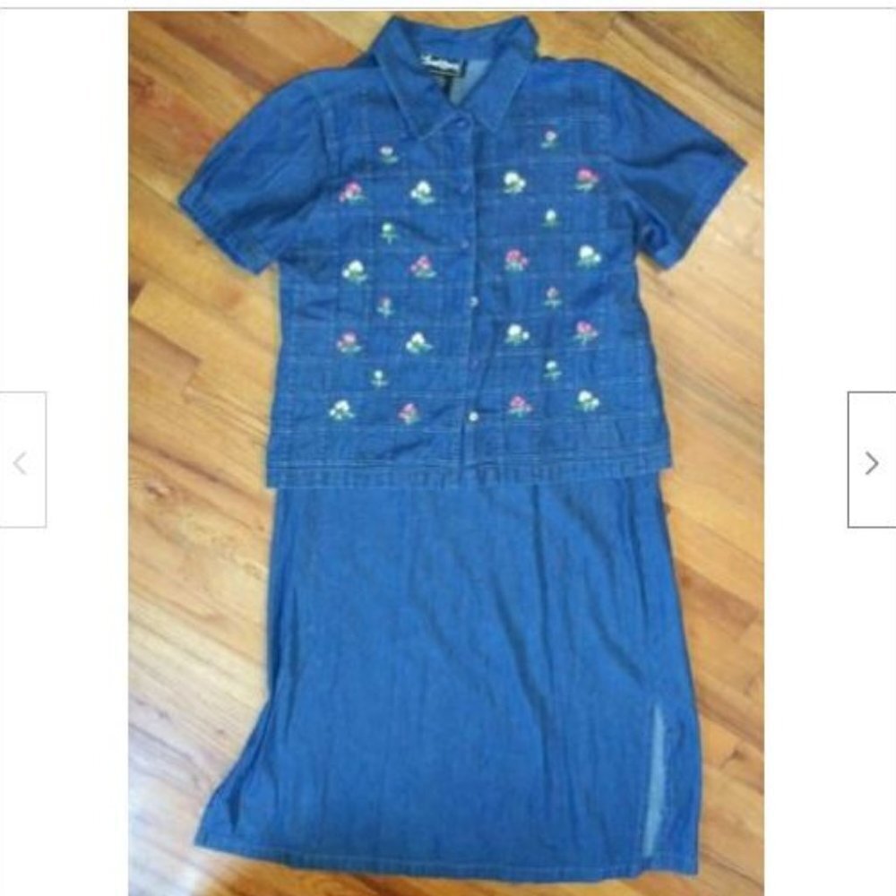 Vintage denim jumper dress 2 pc Jewel Queen